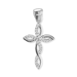Sterling Silver Eternity Cross Pendant with Cubic Zirconia (30 x 15 mm)