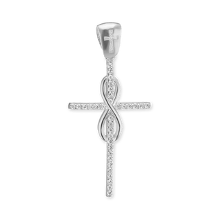 Sterling Silver Infinity Cross Pendant with Cubic Zirconia (37 x 18 mm)