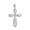 Sterling Silver Scroll Cross Pendant with Cubic Zirconia (42 x 24 mm)