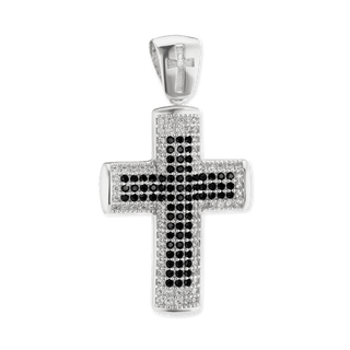 Sterling Silver Classic Cross Pendant with Cubic Zirconia (36 x 19 mm)