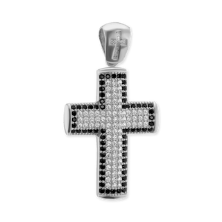 Sterling Silver Classic Cross Pendant with Cubic Zirconia (36 x 19 mm)