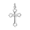 Sterling Silver Budded Cross Pendant with Cubic Zirconia (26 x 16 mm)