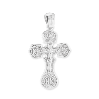 Sterling Silver Byzantine Double-Sided Cross and Crucifix Pendant (34 x 19 mm)