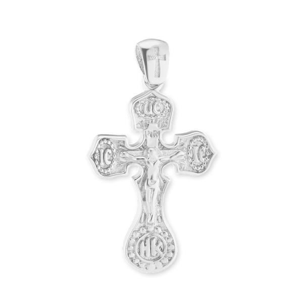 Sterling Silver Byzantine Double-Sided Cross and Crucifix Pendant (34 x 19 mm)