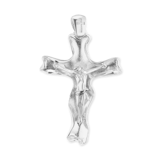 Sterling Silver Freeform Crucifix Pendant (55 x 32 mm)