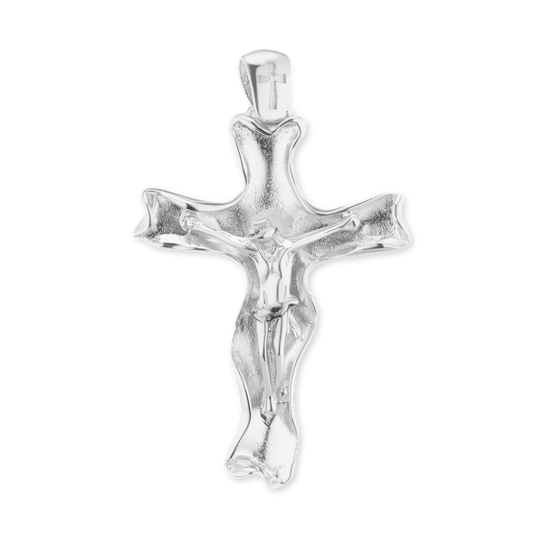 Sterling Silver Freeform Crucifix Pendant (55 x 32 mm)
