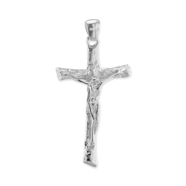 Sterling Silver Freeform Crucifix Pendant (58 x 30 mm)