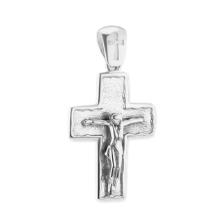 Sterling Silver Freeform Crucifix Pendant (32 x 18 mm)