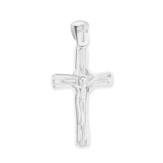 Sterling Silver Freeform Crucifix Pendant (34 x 17 mm)