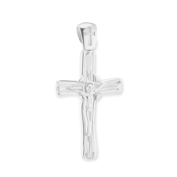 Sterling Silver Freeform Crucifix Pendant (34 x 17 mm)