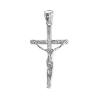 Sterling Silver Freeform Crucifix Pendant (48 x 24 mm)