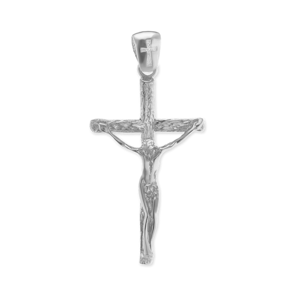 Sterling Silver Freeform Crucifix Pendant (48 x 24 mm)