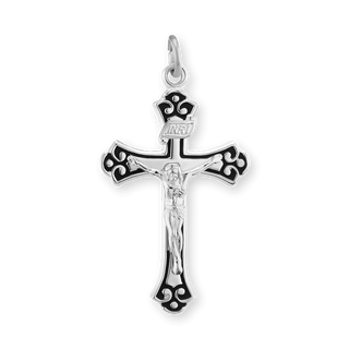 Sterling Silver Trefoil Blackened Cross Pendant (32 x 18 mm)