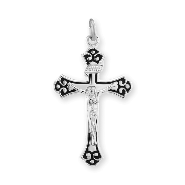 Sterling Silver Trefoil Blackened Cross Pendant (32 x 18 mm)