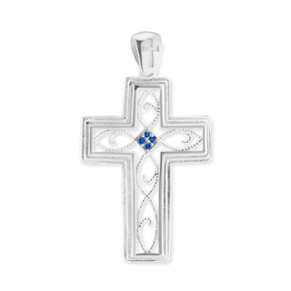 Sterling Silver Filigree Scrollwork Cross Pendant (42 x 24 mm)