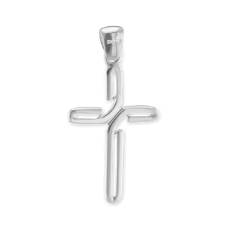 Sterling Silver Bypass Cross Pendant (39 x 21 mm)