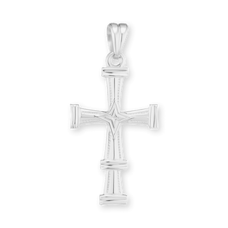 Sterling Silver Fancy Tapered Cross Pendant (34 x 17 mm)