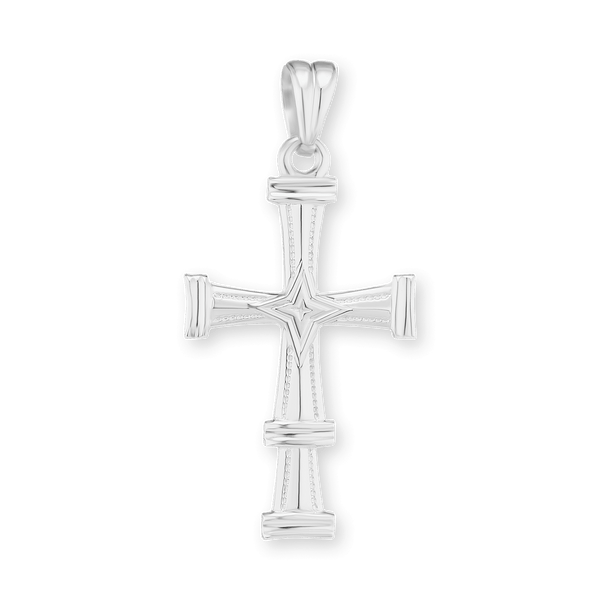 Sterling Silver Fancy Tapered Cross Pendant (34 x 17 mm)