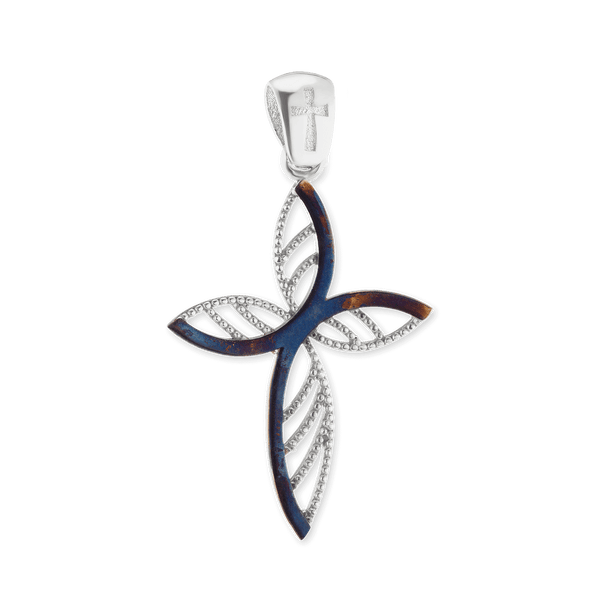 Sterling Silver Filigree Cross Pendant with Ember Finish (34 x 19 mm)