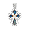 Sterling Silver Filigree Cross Pendant with Ember Finish (33 x 20 mm)