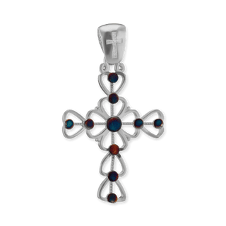 Sterling Silver Filigree Cross Pendant with Ember Finish (34 x 19 mm)