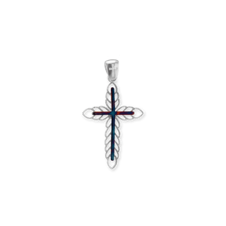 Sterling Silver Filigree Cross Pendant with Ember Finish (37 x 21 mm)