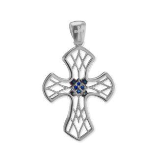 Sterling Silver Filigree Lattice Cross Pendant (38 x 23 mm)