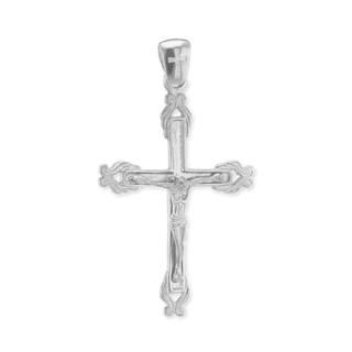 Sterling Silver Ornate Crucifix Pendant (45 x 26 mm)