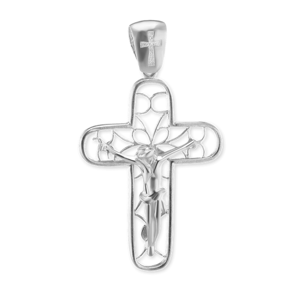 Sterling Silver Filigree Crucifix Pendant (50 x 29 mm)