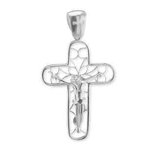 Sterling Silver Filigree Crucifix Pendant (50 x 29 mm)