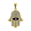 Sterling Silver Hamsa Pendant with Evil Eye (30 x 19 mm)