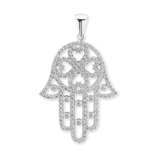 Sterling Silver Hamsa Pendant (39 x 24 mm)