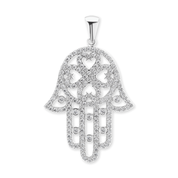 Sterling Silver Hamsa Pendant (39 x 24 mm)