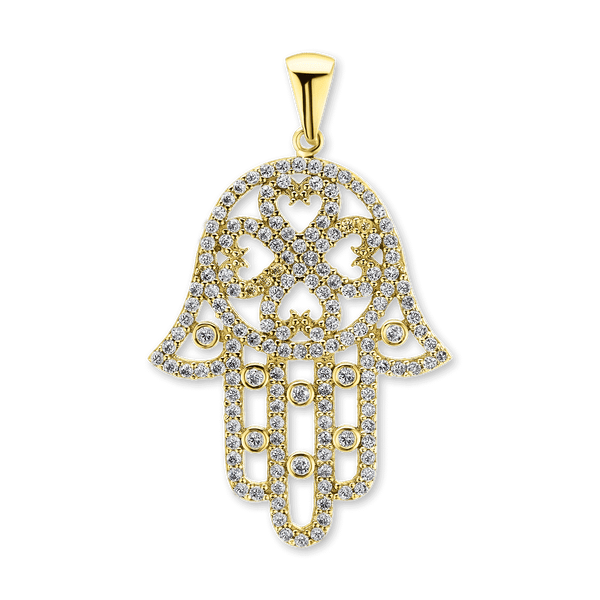 Sterling Silver Hamsa Pendant (39 x 24 mm)