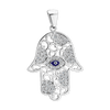 Sterling Silver Hamsa Pendant with Evil Eye (34 x 20 mm)