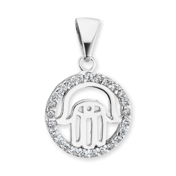 Sterling Silver Hamsa Pendant (22 x 14 mm)