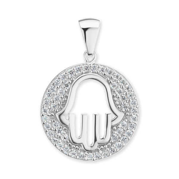 Sterling Silver Hamsa Pendant (26 x 17 mm)