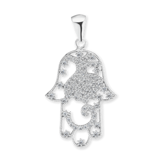 Sterling Silver Hamsa Pendant (33 x 17 mm)