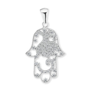Sterling Silver Hamsa Pendant (33 x 17 mm)