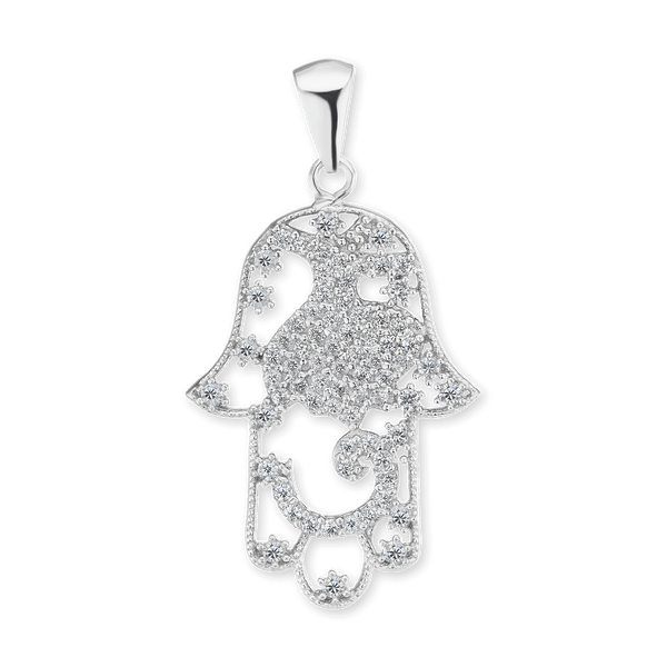 Sterling Silver Hamsa Pendant (33 x 17 mm)
