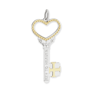 Sterling Silver Two-Tone Key to Heaven Christian Novelty Pendant (38 x 16 mm)