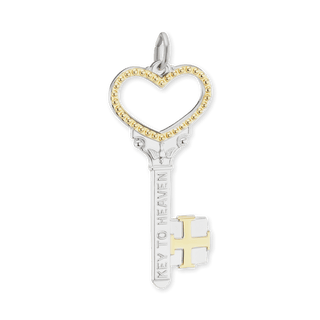 Sterling Silver Two-Tone Key to Heaven Christian Novelty Pendant (38 x 16 mm)