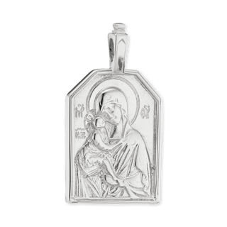 Sterling Silver Madonna and Child Byzantine Double-Sided Pendant (42 x 23 mm)