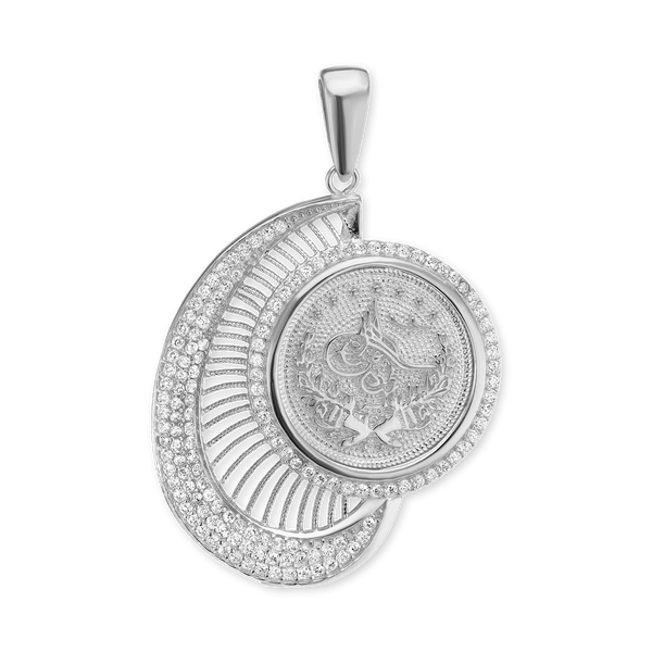 Sterling Silver Turkish Coin Pendant (42 x 30 mm)