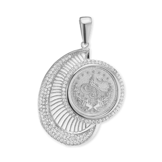 Sterling Silver Turkish Coin Pendant (42 x 30 mm)