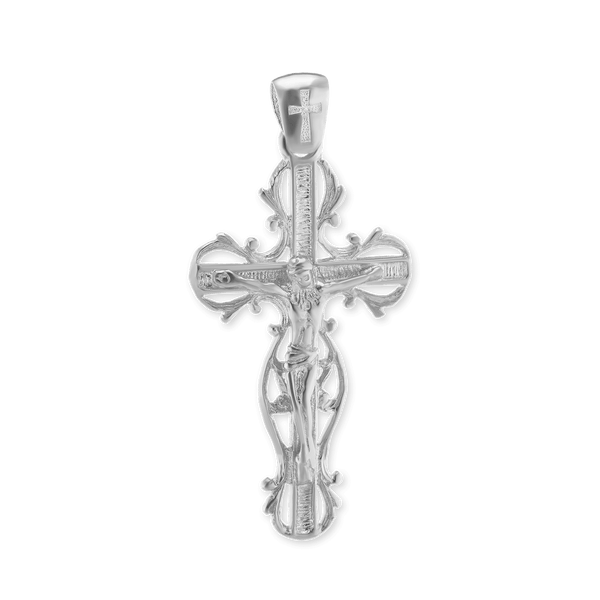 Sterling Silver Filigree Vine Crucifix Pendant (43 x 21 mm)