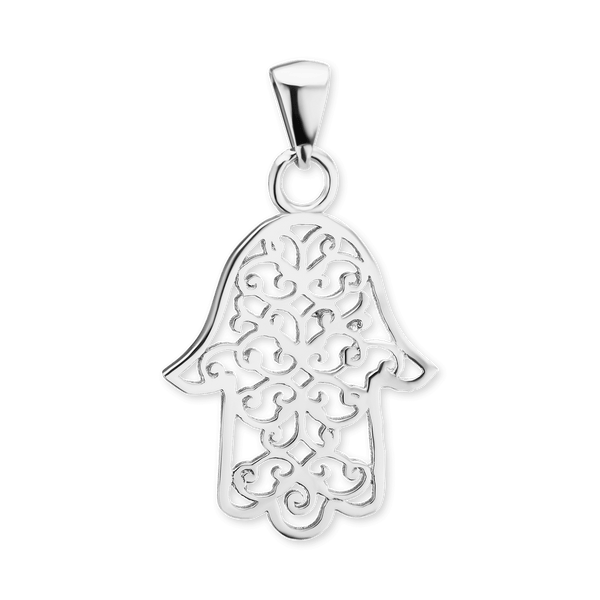 Sterling Silver Hamsa Pendant (32 x 17 mm)