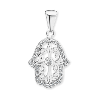 Sterling Silver Hamsa Pendant (24 x 13 mm)
