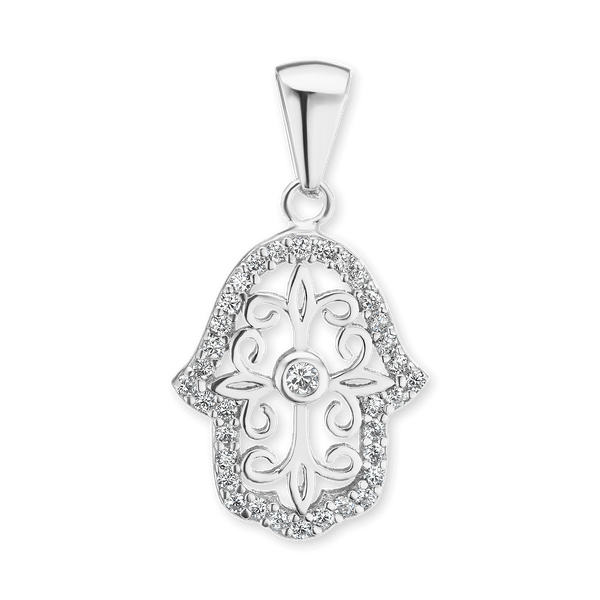 Sterling Silver Hamsa Pendant (24 x 13 mm)