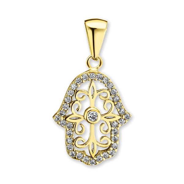 Sterling Silver Hamsa Pendant (24 x 13 mm)